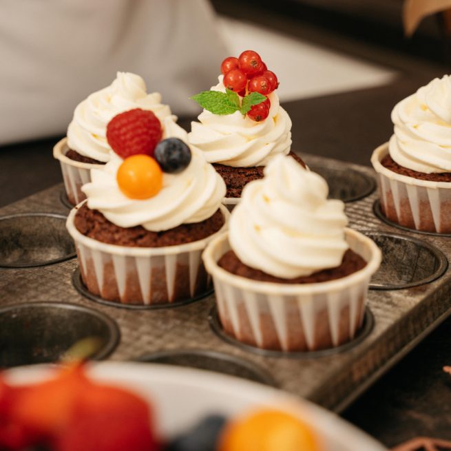Cupcakes gebacken und verziert beim Cupcake Backkurs im Kochstudio SchlossStudio im Weinviertel